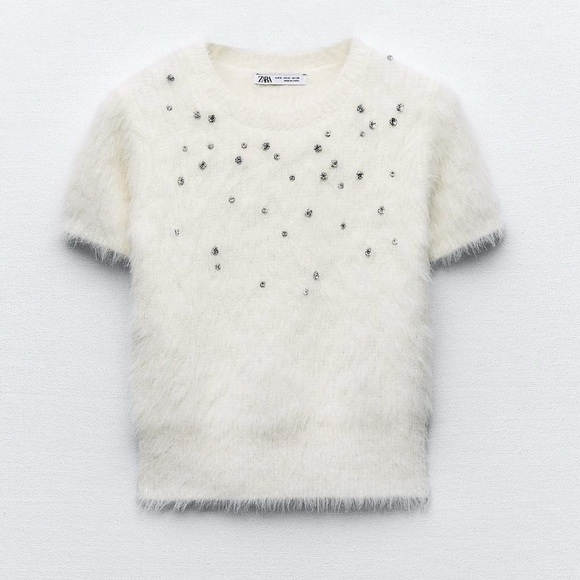 Zara faux FUR JEWEL SWEATER - Picture 1 of 5